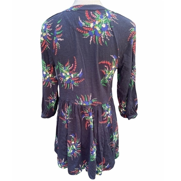 ANTHROPOLOGIE Maeve Winona Babydoll Tunic Navy Floral Print Blouse Size Small - Picture 5 of 8
